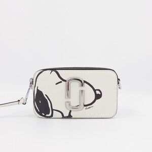 Marc Jacobs x Peanuts Snoopy The Snapshot Logo Plaque Crossbody Bag White OS